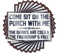 Adesivi e decalcomanie per cassetta degli attrezzi Come Sit On The Porch with Me The Drinks are Cold and The Friendship is Free, adesivi divertenti 10 pezzi adesivi per paraurti per porta della grotta
