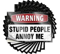 Adesivi e decalcomanie per cassetta degli attrezzi, con scritta in lingua inglese "Warning Stupid People Annoy Me", 10 pezzi, adesivi divertenti per auto, per uomini (12 x 18 cm)
