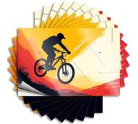 Adesivi e decalcomanie per cassetta degli attrezzi Rider on Mountain Bike Esecuzione di un salto. 10 adesivi divertenti per adulti (8 x 12 cm)