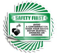 Adesivi e decalcomanie per cassetta degli attrezzi Safety First Avoid Contamination Wash Hands Stickers 10 pezzi cartelli per la decorazione della casa adesivi per auto (6 x 9 cm)