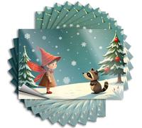 Adesivi e decalcomanie per cassetta degli attrezzi Una ragazza con le ali di fata e un procione in una scena invernale innevata. Adesivi 10 pezzi decorazione per garage per uomini decalcomanie per