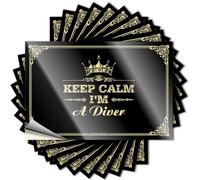 Adesivi estetici con tatuaggi estetici, decorazione alla moda, design carino per notebook esterno, casco rimovibile in vinile Keep Calm I'm A Diver, 8 x 12 cm