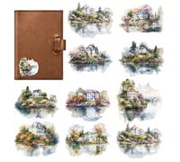Adesivi estetici per diario | Decalcomania di carta giapponese con paesaggio naturale - Forniture artistiche decorative per artigianato, adesivi estetici autoadesivi multifunzionali per auto, laptop,