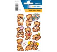 Adesivi/etichette decorativi a forma di orsetto con fiori, 3 fogli/1 confezione
