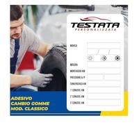 Adesivi etichette personalizzate - Cambio Gomme - Stampa Diretta U.V. su PVC non carta (GARANZIA 10 ANNI) (300)