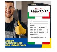 Adesivi etichette personalizzate - Tagliando auto cambio olio - Mod. Lineare Italia - Stampa Diretta U.V. su PVC non carta (GARANZIA 10 ANNI) (300)