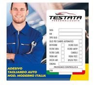 Adesivi etichette personalizzate - Tagliando Auto - Mod. Moderno Italia - Stampa Diretta U.V. su PVC non carta (GARANZIA 10 ANNI) (100)
