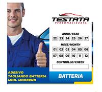 Adesivi etichette personalizzate - Tagliando Batteria - Mod. Moderno - Stampa Diretta U.V. su PVC non carta (GARANZIA 10 ANNI) (100)