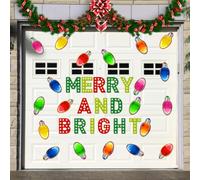 Adesivi festivi per porte del garage, con lettere allegre e luminose e decalcomanie decorative per lampadine, progettati per una facile applicazione e un uso esterno di lunga durata (1)