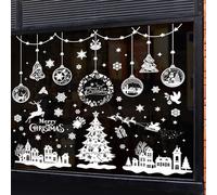 Adesivi Finestre Natale,Babbo Natale Albero Renna Decorazioni Adesivi per Finestre di Natale,Statici Vetrofanie Sticker (Christmas -3)