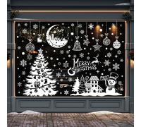Adesivi Finestre Natale,Babbo Natale Albero Renna Decorazioni Adesivi per Finestre di Natale,Statici Vetrofanie Sticker (Christmas -2)