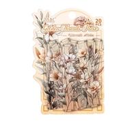 Adesivi floreali - 8,9 x 2,6 cm 20 pezzi adesivi vintage per buste, adesivi impermeabili a tema floreale, decalcomanie adesive per buste | per studenti, diari, scrapbooking, biglietti e bottiglie