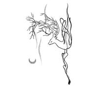 Adesivi for tatuaggi a base di erbe Moon Deer, semipermanenti, impermeabili, a lunga durata, for clavicole e petto.