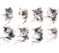 Adesivi for tatuaggi temporanei for gatti con cuori di ragazza, clavicola, addome, impermeabili, durevoli, for donne, con tatuaggi finti