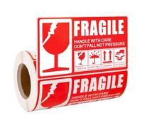 Adesivi Fragili, "Fragile This Way Up Handle With Care" 300 pezzi Etichetta di Rossa Fragile per l'imballaggio forti etichette adesive Avvertimento per La Spedizione, 13 x 7 cm