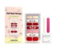 Adesivi gel per unghie, 14 adesivi decorativi adesivi, senza lampada UV richiesta con lime e bastone, manicure per casa brillante ideale da donna, fai da te, decorazioni festive