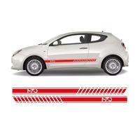 Adesivi Grafiche per Alfa Romeo Mito Kit Completo Fasce Strisce Laterali Lato Destro e Sinistro Decalcomanie Auto Tuning Rosse Bianche Nere Oro Argento Grigie Gialle (Rosso)