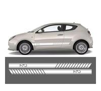Adesivi Grafiche per Alfa Romeo Mito Kit Completo Fasce Strisce Laterali Lato Destro e Sinistro Decalcomanie Auto Tuning Rosse Bianche Nere Oro Argento Grigie Gialle (Bianco)