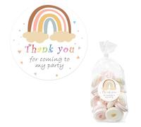 Adesivi Grazie per essere venuti alla mia festa, 60 pezzi 5 cm Adesivi Grazie per sacchetti per feste Adesivi Grazie arcobaleno impermeabili per feste di compleanno Baby Shower Party