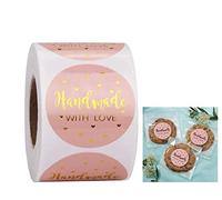 Adesivi Handmade with Love, 500 pezzi Etichette adesive per piccoli negozi adesivi per aziende Adesivi aziendali da 1 ''Forniture adesive per scatole regalo aziendali Carte