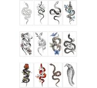 Adesivi Impermeabili Per Tatuaggi A Forma Di Serpente, Personalità Alla Moda, Tendenza Scura, Uomini E Donne, Adesivi Per Tatuaggi A Forma Di Fiore Sul Braccio 160 * 90mm A0131