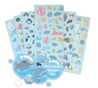 Adesivi in feltro con animali marini, 6 fogli, morbidi, autoadesivi, versatili, ideali per fai da te, scrapbooking e inizio della scuola, pinguino balena delfino foca | Jolly Stickers