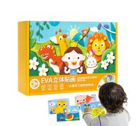 Adesivi in schiuma di animali 3D - 12 pezzi Divertenti giocattoli per l'apprendimento dei cartoni animati, gioco di puzzle con adesivi in schiuma, set di attività creative educative artigianali, p