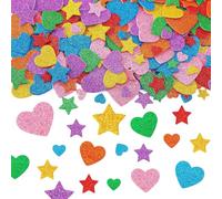 Adesivi in Schiuma Glitterata, 320 pezzi adesivi autoadesivi stella glitterata bambini adesivi in schiuma stella e cuore per la decorazione murale fai da te, la creazione di carte, l'artigianato