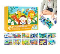 Adesivi In schiuma Per Animali 3D - Set Di Puzzle Fai Da Te Per Cartoni Animati Da 12 Pezzi - Kit Artigianale Per Adesivi In schiuma Creativa | Per Bambini, Arte, Progetti Scolastici, Casa, Feste