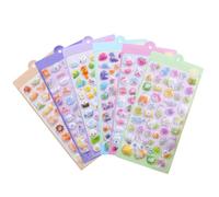 Adesivi in spugna, divertenti decalcomanie 3D riutilizzabili, 6 pezzi, design carino con bolle in stile cartone animato, adesivi in cristallo trasparente, adesivi con animali per bambini, famiglia