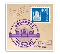 Adesivi in vinile, #10947, Budapest Ungheria, per bagaglio da viaggio, per computer laptop, 2 pezzi 10cm Wide Vinyl Sticker