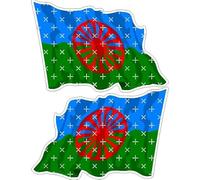 Adesivi in vinile con motivo popolo Romani, 75 mm, 2 adesivi (sinistra - destra) - Roma, Sinti, cavolo, Vlax, Dom, Manouche, Calé - Bandiera della Comunità Romani Internazionale Romani