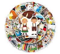 Adesivi in vinile da viaggio, Germania, Berlino, punto di riferimento, architettura, graffiti, decalcomanie impermeabili per laptop, bottiglia d'acqua, valigia, skateboard, diario, 50 pezzi per adulti