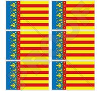 Adesivi in vinile per cellulare, motivo: bandiera della Comunità Válença Valencia, Comunitat Valenciana spagnola, 40 mm, confezione da 6