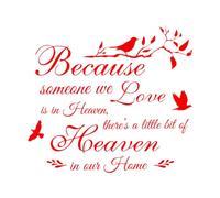 Adesivi in vinile Perché amiamo le persone in Paradiso Albero Famiglia Uccelli dell'Amore Rami 51x57cm Rimovibile senza lasciare residui di colla Rosso