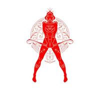 Adesivi in vinile sagittario donna dea mitologia oroscopo linea art deco contorno silhouette 50.4x81.3cm Abbellimento murale Rosso