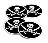 Adesivi in vinile (set da 2) 10 cm - Bandiera pirata Jolly Roger Ship Skull Fun Decalcomanie per computer portatili, tablet, bagagli, libri di rottami, frigoriferi #24025