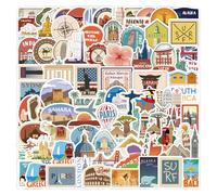 Adesivi in Vinili di Globali Famose Città, 100 Pezzi Diverso Stickers Aesthetic, Decalcomania Impermeabile vintage, Per Bagagli/Computer Portatili/Caschi, Motociclette/Biciclette, Ecc.