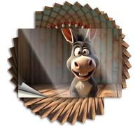 Adesivi inappropriati Un allegro asino animato sorride luminosamente. Adesivi 10 pezzi cartello bar per decorazione domestica adesivi divertenti (8 x 12 cm)