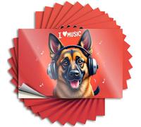 Adesivi inappropriati Un cane che indossa cuffie con note musicali intorno ad esso. Adesivi 10 cartelli da bar per la decorazione della casa adesivi divertenti (8 x 12 cm)