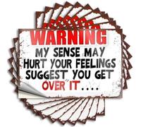 Adesivi inappropriati Warning My Sense May Hurt Your Feelings Suggest You Get Over It... adesivi 10 pezzi cartelli bar per casa bar decorazione da parete per uomo (8 x 12 cm)