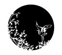 Adesivi intagliati di alta qualità con ramo di albero di Sakura, airone, stile asiatico, uccello, 54x54 cm, dotati di kit di pellicola di trasferimento, grandi, neri