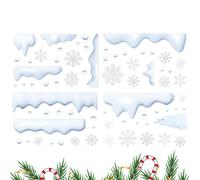 Adesivi Invernali per Finestre | Decori Natalizi Con Neve E Ghiaccio - 4 Pezzi Riutilizzabili Impermeabili Statici per Interni Festivi Specchi Mensole Aula