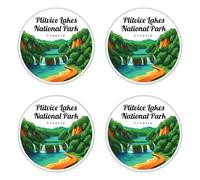 Adesivi laminati: 100 mm, 4 pezzi, grandi adesivi resistenti alle intemperie Plitvice Lakes National Park Croatia