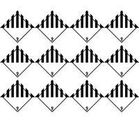 Adesivi laminati: 25 x 25 mm, 12 pezzi - Lettoni di pericolo - Classe 9 - Diverse sostanze e oggetti pericolosi - Pittogramma di sicurezza ADR/GHS/DGR/UN