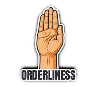 Adesivi laminati: 300 mm, 1 pezzo - Mega giuristi adesivi "ORDERLINESS" con simbolo a mano da parete