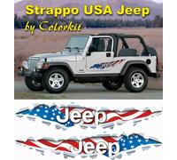 Adesivi laterali bandiera USA-jeep effetto strappo cm.120x24-Cod.001197