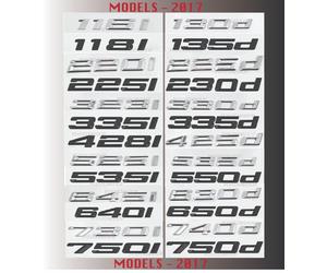 Adesivi Lettere BMW 3D Cromati/Neri Logo Emblema Auto Serie Fino 2017