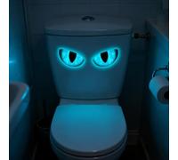 Adesivi luminosi per WC con occhi blu, si illuminano al buio, decalcomanie per copriwater Devil Eye, creativo e rimovibile, cartello artistico decorativo per sgabello, bagno, bagno