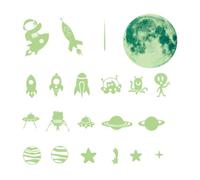 Adesivi Luminosi Stelle e Satellite per Cameretta in PVC Verde | Decorazione per Pareti Lisce e Pulite, Non Danneggia i Muri, Adatta a Camerette e Scuole Materne